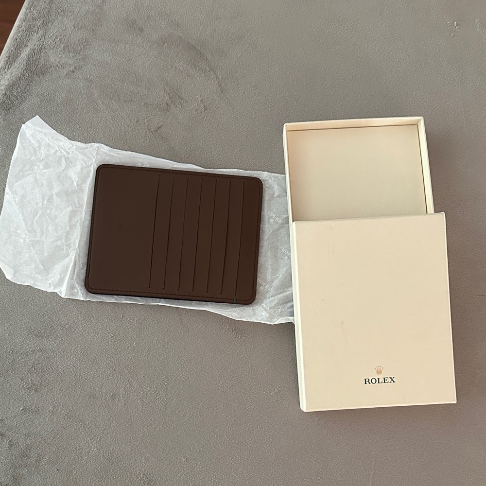 Rolex Brown Leather Card Holder
